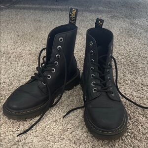 Dr. Martens Black Combat Boots with Sturdy Sole